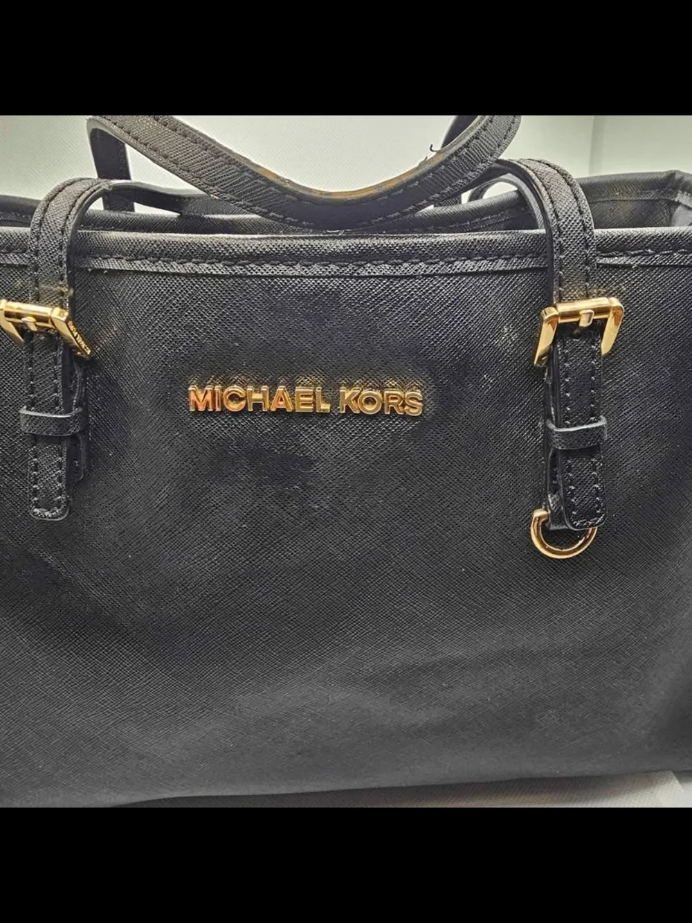 Michael Kors Black Leather Tote with Removable Strap